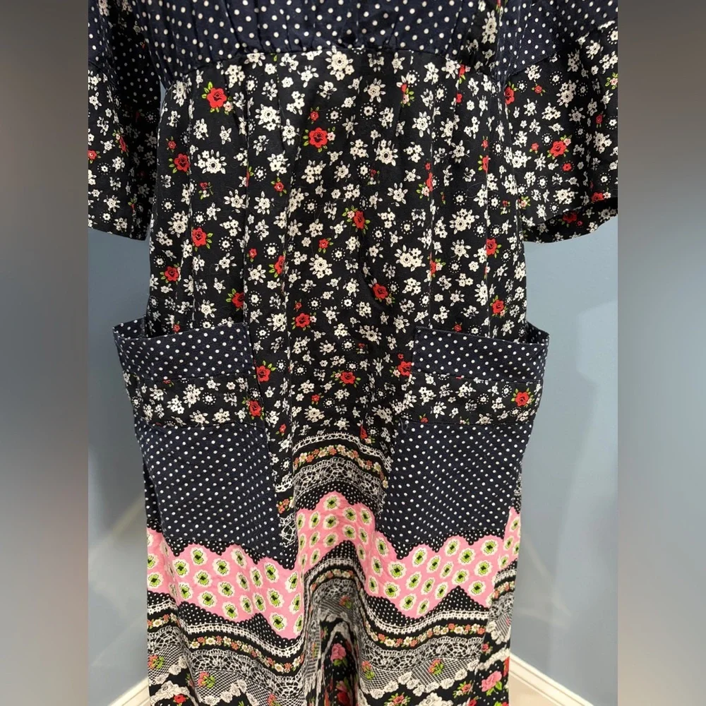 Vintage Prairie Floral Empire Waist Midi Dress Cottagecore Boho - Picture 8 of 8